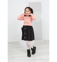 Toontoy Kız Çocuk Beauty Love Baskılı Elbise (Pudra)