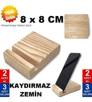 Çam Ağacı Ahşap Telefon Tutucu, Tablet Tutucu Dock Stand - Ahşap Telefon Standı 2 Al 3 Gelsin