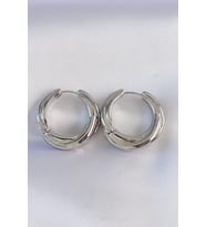 Pirinç Gümüş Renk Asimetrik Kıvrım Küpe - TJ-BKP8975