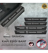 Nissan QashQai Logolu Karbon Kapı Eşiği Koruyucu Suni Deri 4'lü Set