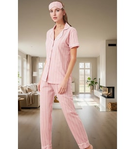 3lü Pijama Takımı Örme Kumaş Regular Kalıp Rahat Uyku Premium Kalite Yüksek (Pembe)