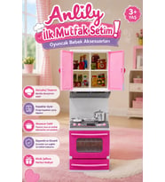 Anlily İlk Mutfak Setim - Açılır Kapaklı Mutfak Dolabı, Ocak, Fırın Oyuncak Seti (Pembe)