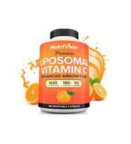Nutrivein Premium Liposomal Vitamin C 1650mg - 180 Caps: High-Absorption High Dose Vitamin C.Made ın Usa.