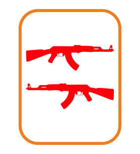 Otomatik Tüfek Tasarım Oto Cam Sticker 2 Adet Sağ-Sol Kırmızı 30*10 Cm