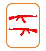 Otomatik Tüfek Tasarım Oto Cam Sticker 2 Adet Sağ-Sol Kırmızı 30*10 Cm