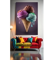 3LÜ DONDURMA V1 Ev Duvar Salon Güzellik Salonu Ofis Dükkan Dekarasyon Kanvas Tablo (Çok Renkli)