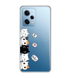 Redmi Note 12 Pro 5G Uyumlu Kedi Karakterler Tasarımlı Şeffaf Telefon Kılıfı
