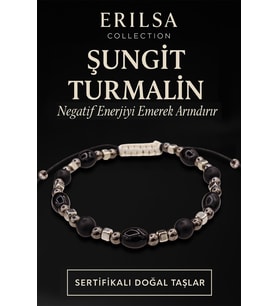 Sertifikalı Şungit - Turmalin Taşı Bileklik – Negatif Enerjiyi Arındırıcı Takı (Siyah)