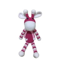 Fuşya Sevimli Zürafa Amigurumi Organik Oyuncak