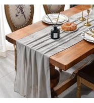 Masa örtüsü, 72cm x 304cm açık gri düğün masa örtüsü, şifon kumaş, rustik şeffaf masa dekoru, romantik nişan, bebek partisi ve doğum günü masaları için