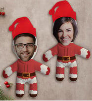 BK Gift Kişiye Özel Fotoğraflı Yılbaşı Kostümlü Çiftler 2’li Bebek Yastık Seti-2