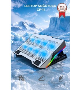 Torima Laptop Soğutucu Ayarlanabilir Rgb Dizüstü Bilgisayar Soğutma Fanı CF11 Gümüş