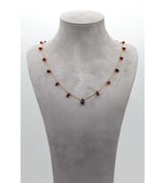 925 Ayar Gümüş Altın Kaplama 15 Ct Minimal Taşlı Garnet Kolye -Collezione Di Granati Boemi