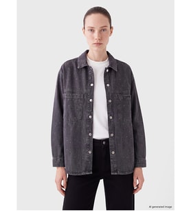 LCW Comfort Gri Taşlı Kadın Jean Gömlek Tunik