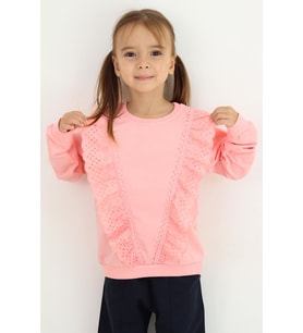 Breeze Kız Çocuk Sweatshirt Güpürlü 1.5-5 Yaş, Pembe