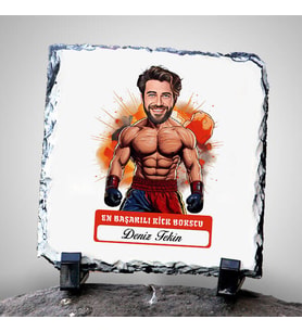 Kişiye Özel Hediye Karikatürlü En Başarılı Erkek Kick Boksçu Dekoratif Taş