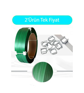Avantajlı Paket 19'Luk 1.00 Yeşil Pet Çember 1000'Adet Bukle Toka