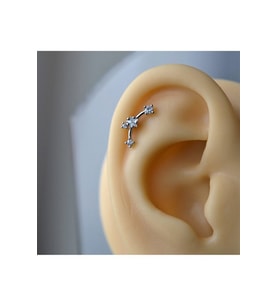 Gümüş Renk Cerrahi Çelik Taşlı Mini Yıldızlar Helix Piercing Lob Kıkırdak Tragus (Çok Renkli)
