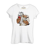 Coffee and Biscuits - Baykuş Beyaz Kadın Tshirt
