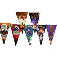 NessiWorld Baskılı Üçgen Model Halloween Banner Süs Bayrak 8 li