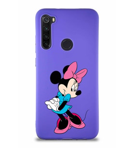 Xiaomi Redmi Note 8 Soft Premier Kapak Minnie Mouse-F Tasarımlı Silikon Kılıf - Mor (Şeffaf)