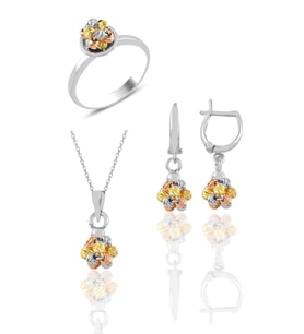 Söğütlü Silver Gümüş altın yaldızlı, rodaj ve rose renkli dorissa dorica top üçlü set