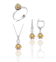 Söğütlü Silver Gümüş altın yaldızlı, rodaj ve rose renkli dorissa dorica top üçlü set