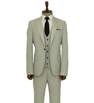 Tek Düğmeli Slim Fit Gri Yelekli Erkek Takım Elbise - Wessi