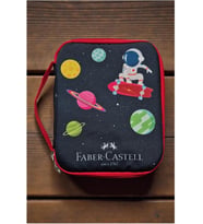 Faber-Castell 26 Gözlü Büyük Boy Kalem Kutusu, Gezegenler Temalı, Astronot Desenli, Fermuarlı
