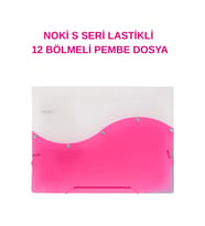 S Seri Lastikli 12 Bölmeli Dosya Pembe 1 Adet