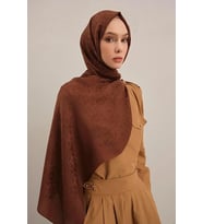 Lyocell Naia Kare Monogram Şal 6 (Koyu Kahve)