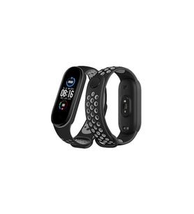 Mey İthalat® Mi Band 7 Spor Delikli Kordon - Siyah-Gri