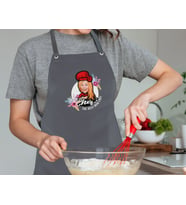 BK Gift Kişiye Özel Anneler Günü Karikatürlü Profesyonel Antrasit Mutfak Önlüğü, Aşçı Önlüğü, Şef Önlüğü, Arkadaşa Hediye-8