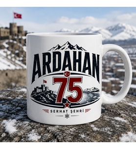 Ardahan Temalı Hediyelik Kupa Bardak - 75 Plaka Serhat Şehri Vintage Tasarım Baskılı Kupa