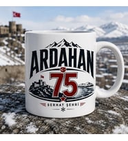 Ardahan Temalı Hediyelik Kupa Bardak - 75 Plaka Serhat Şehri Vintage Tasarım Baskılı Kupa