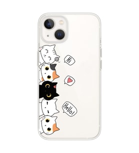 Iphone 14 Plus Uyumlu Kedi Karakterler Tasarımlı Şeffaf Telefon Kılıfı