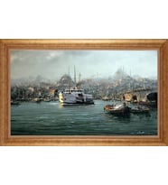Çerçeveli Paspartulu Manzara Tablo ah1921 (Gold)