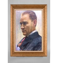 Altın Varaklı Paspartulu Çerçeveli Atatürk Tablo sd334