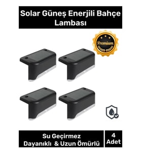 Özel Su Geçirmez Solar Güneş Enerjili Şarj Edilen Köşebent Merdiven Veranda Bahçe 4'lü Led Set