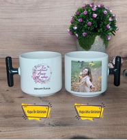 Anne Adayı Kupa Bardak Fotoğraflı T Siyah Kulplu Anneler Günü Anneye Doğum Günü Hediyesi