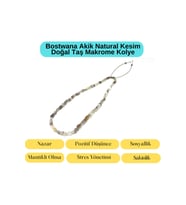 Sertifikalı Bostwana Akik Natural Kesim Makrome Doğal Taş Kolye Ayarlanabilir Ölçü