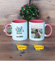 Erkek Sınıf Öğretmenine Hediye Kupa Bardak Pembe Fotoğraflı Öğretmenler Günü Hediyesi