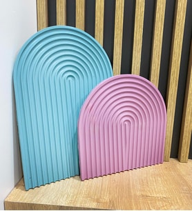2'li Renkli Dekoratif Beton Gökkuşağı Kemer Sunumluk Set-Dekoratif Tabak