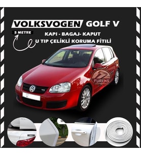 Volksvogen Golf 5 Oto Araç Kapı Koruma Fitili 5metre Parlak Beyaz Renk