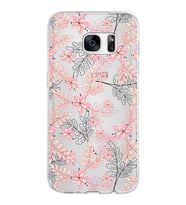 Samsung Galaxy S7 Kapak Floral Kırmızı Tasarımlı Şeffaf Silikon Kılıf