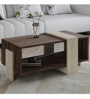 Meleni Orta Sehpa – 90 cm Modern Tasarım – Raflı (Ceviz)