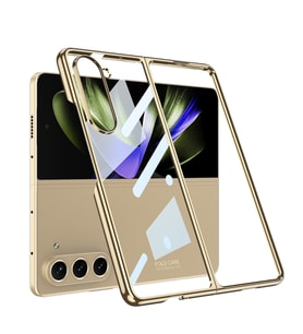 Galaxy Z Fold 5 Kılıf Zore Full Camlı Kıpta Kılıf Gold