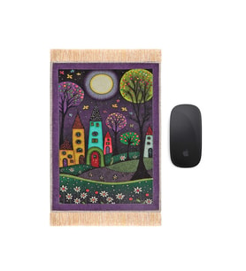 Bursa İpek Mor Masal Dekoratif Küçük Halı Mousepad