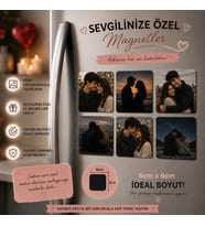 6'lı Kare Fotoğraf Magneti Sevgiliye Kişiselleştirilebilir Romantik Anı Hediye Seti