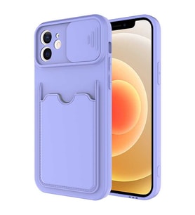 Apple iPhone 12 Kılıf Zore Kartix Kartlık Bölmeli Kılıf (Lila)